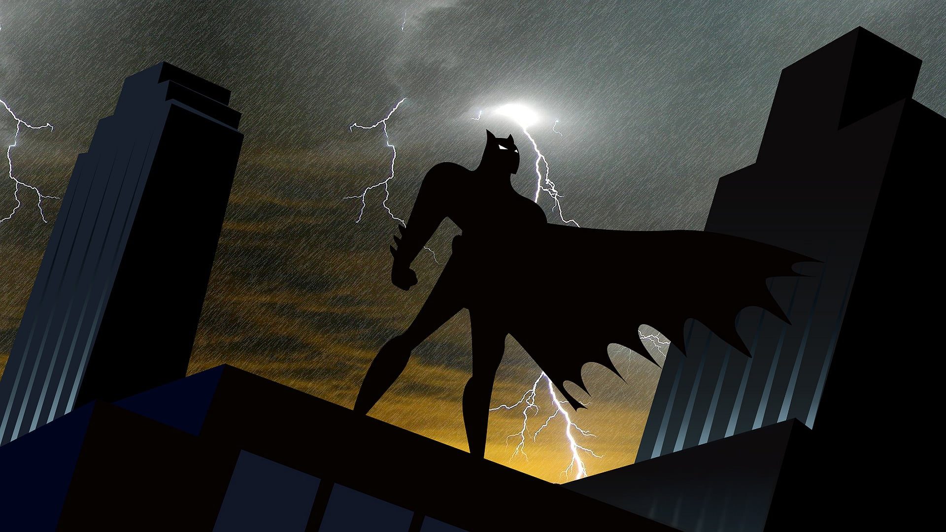 Animated Batman silhouette with lightning
